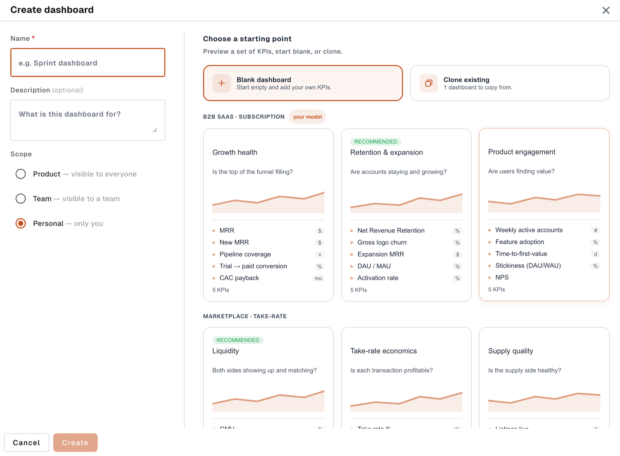 Create dashboard