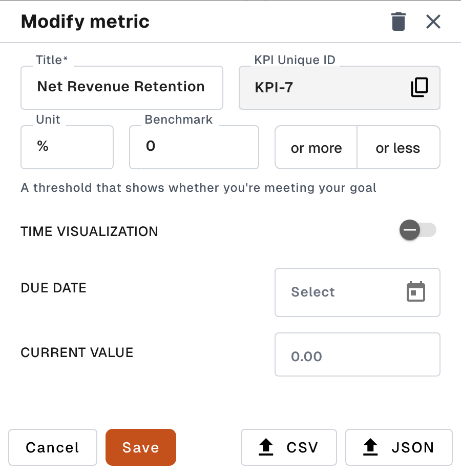 Metric editor