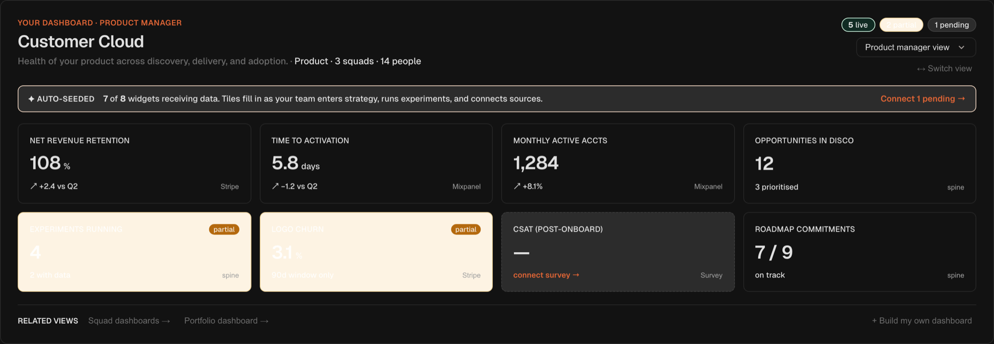 Role dashboard in dark mode