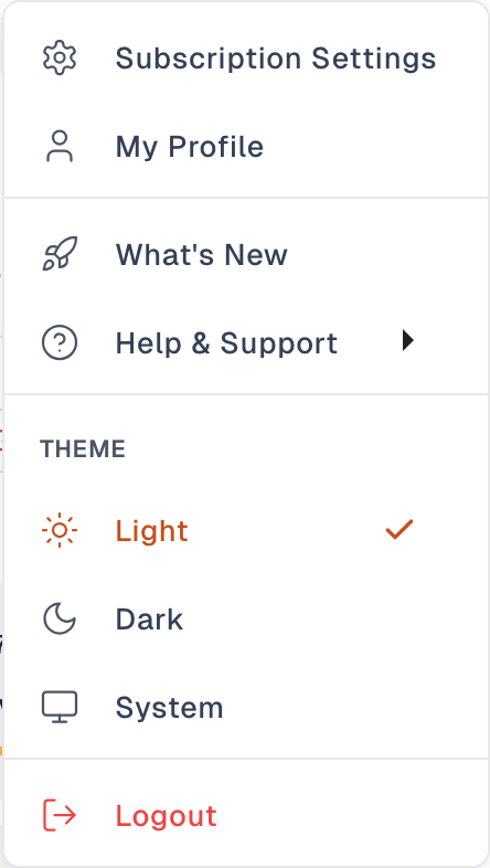 Theme menu